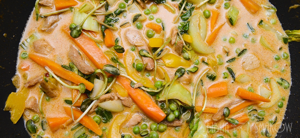 Zielone curry z makaronem